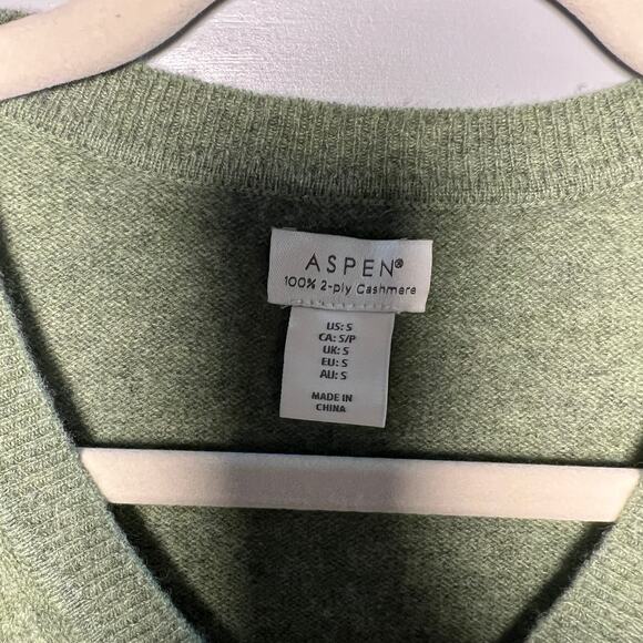 Aspen Women's Green !00% 2-Ply Cashmere Long Sleeve Sweater Size S - Picture 3 of 6